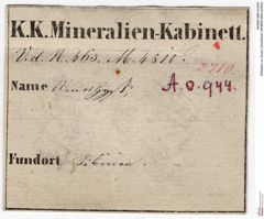 Etiketten zu Quarz (Amethyst) (NHMW-MIN-Ao944)